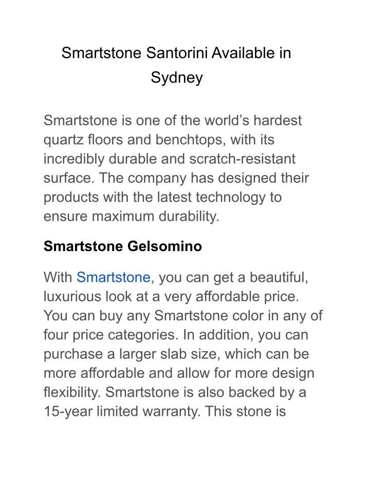 smartstone santorini available in sydney