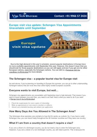 europe visit visa update schengen visa