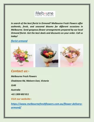 Florist Ormond | Melbournefreshflowers.com.au