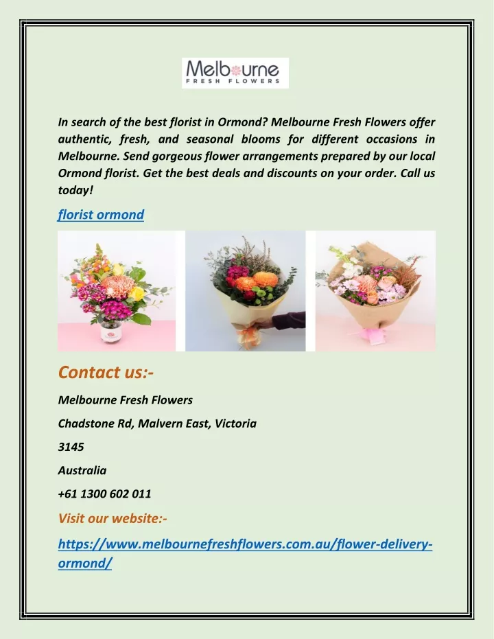 in search of the best florist in ormond melbourne