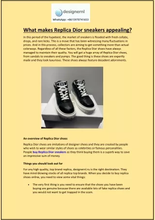 what makes replica dior sneakers appealing