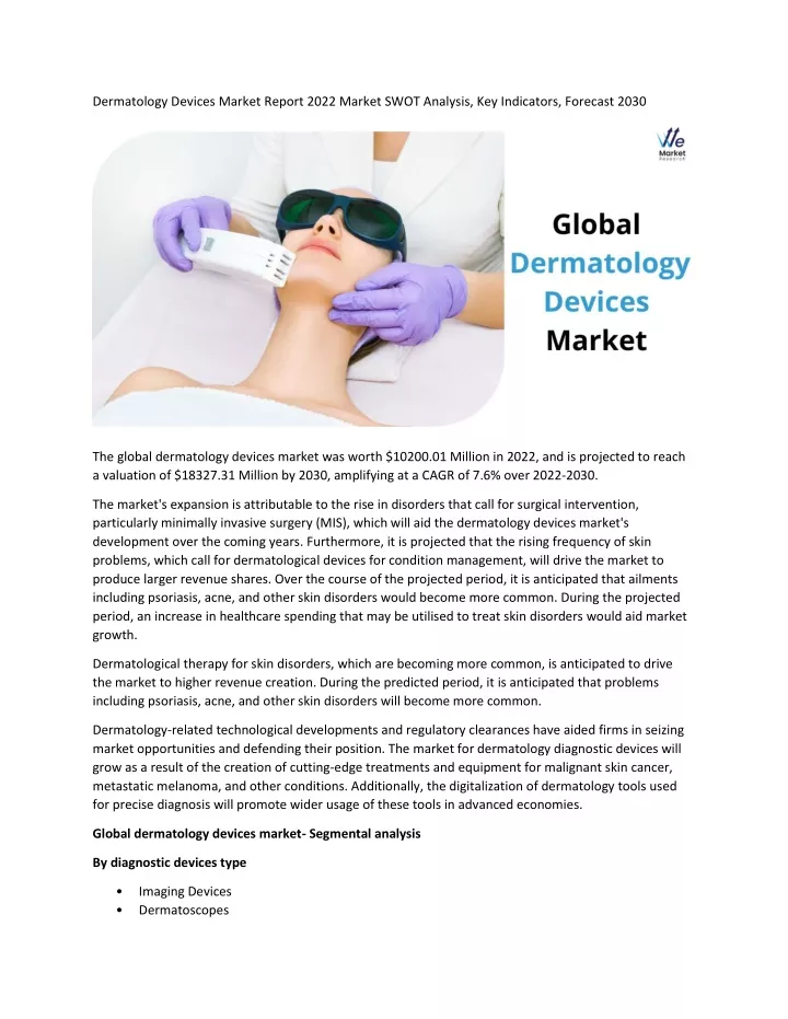 dermatology devices market report 2022 market
