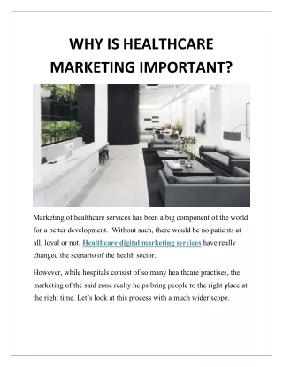 Why is healthcare marketing important?