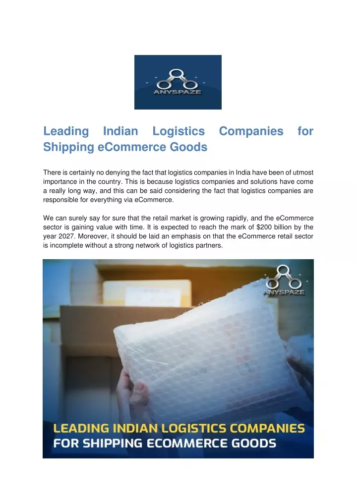 leading indian logistics companies for shipping