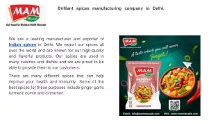 Brilliant spices manufacturing company in Delhi.