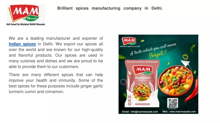 brilliant spices manufacturing company in delhi