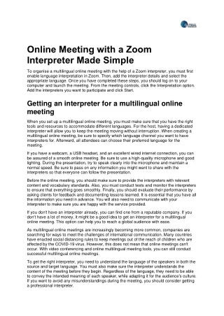 Zoom Interpreter