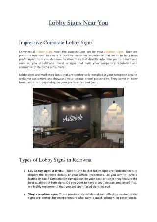Lobby Signs Near You