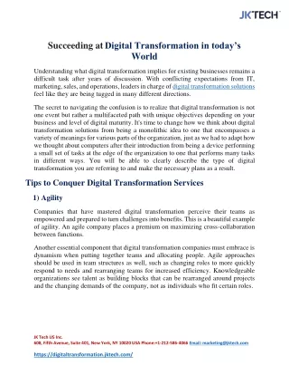 Succeeding at Digital Transformation in today’s World