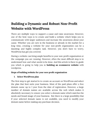 building a dynamic and robust non profit website