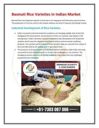 Basmati Rice Varieties in Indian Market