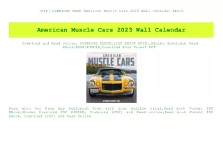 [PDF] DOWNLOAD READ American Muscle Cars 2023 Wall Calendar EBook