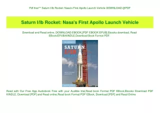 Pdf free^^ Saturn IIb Rocket Nasa's First Apollo Launch Vehicle DOWNLOAD @PDF