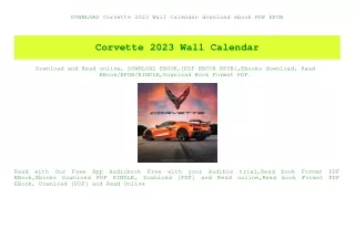 DOWNLOAD Corvette 2023 Wall Calendar download ebook PDF EPUB