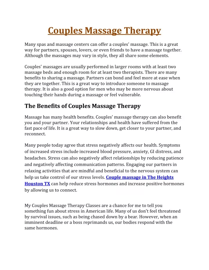 couples massage therapy