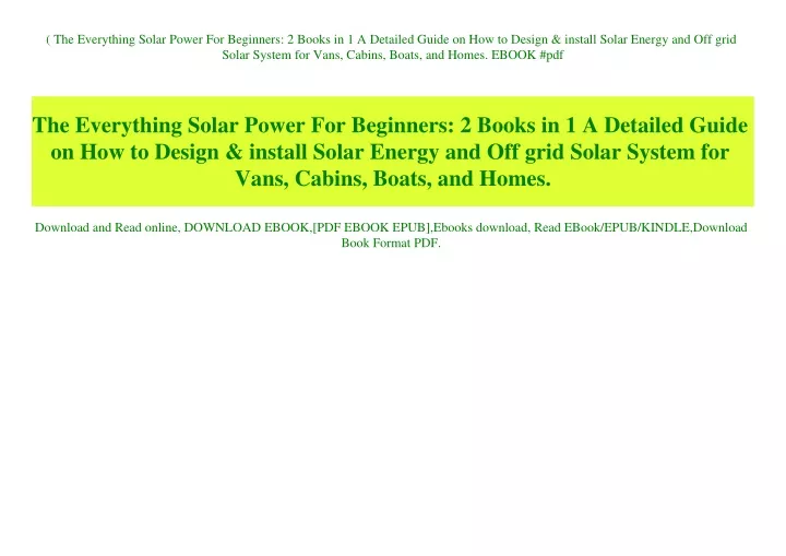 the everything solar power for beginners 2 books