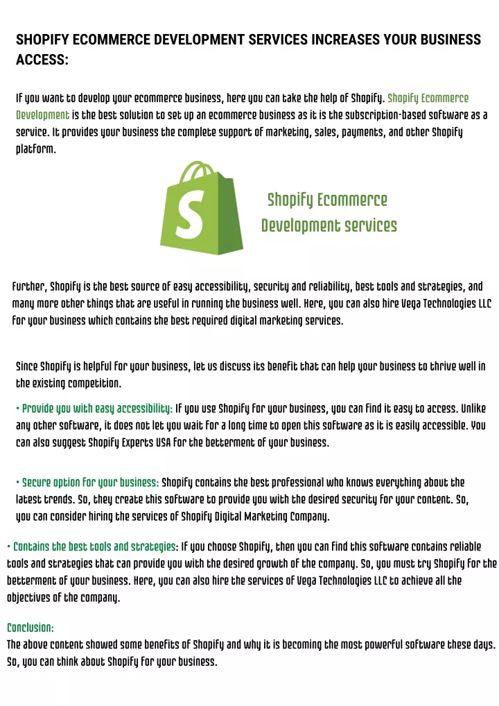 shopify ecommerce development services increases