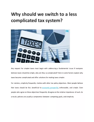 Why to Switch in Less Complicated Tax System | TRC Consulting