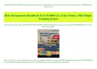 [DOWNLOAD IN @PDF] Risk Management Handbook FAA-H-8083-2A (Color Print) (Pilot Flight Training Series) ^DOWNLOAD E.B.O.O