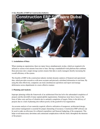 4 key benefits of erp in construction industry