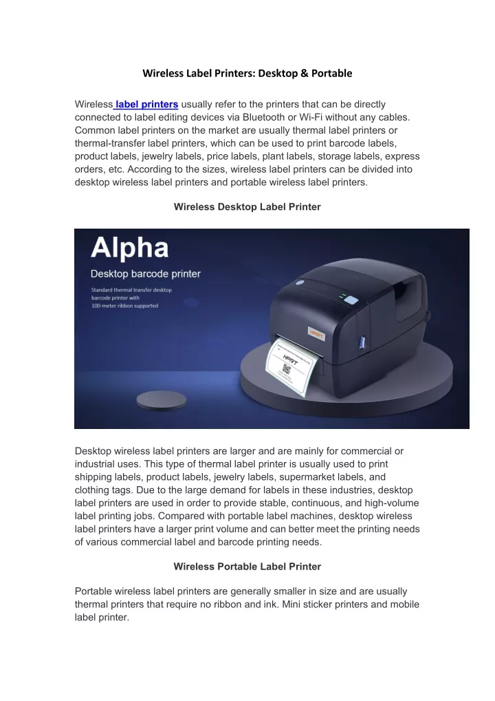 wireless label printers desktop portable