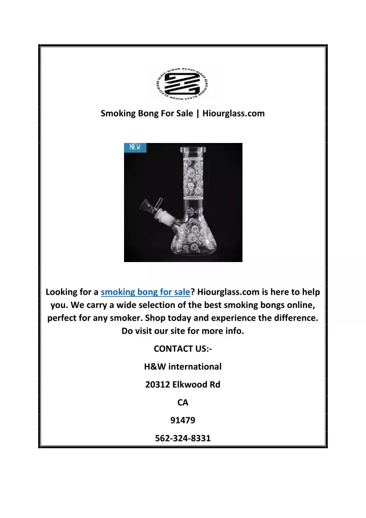 smoking bong for sale hiourglass com