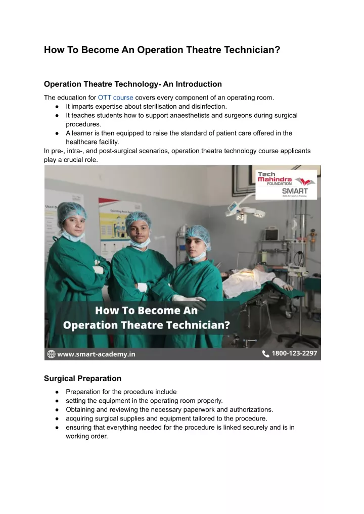 how to become an operation theatre technician