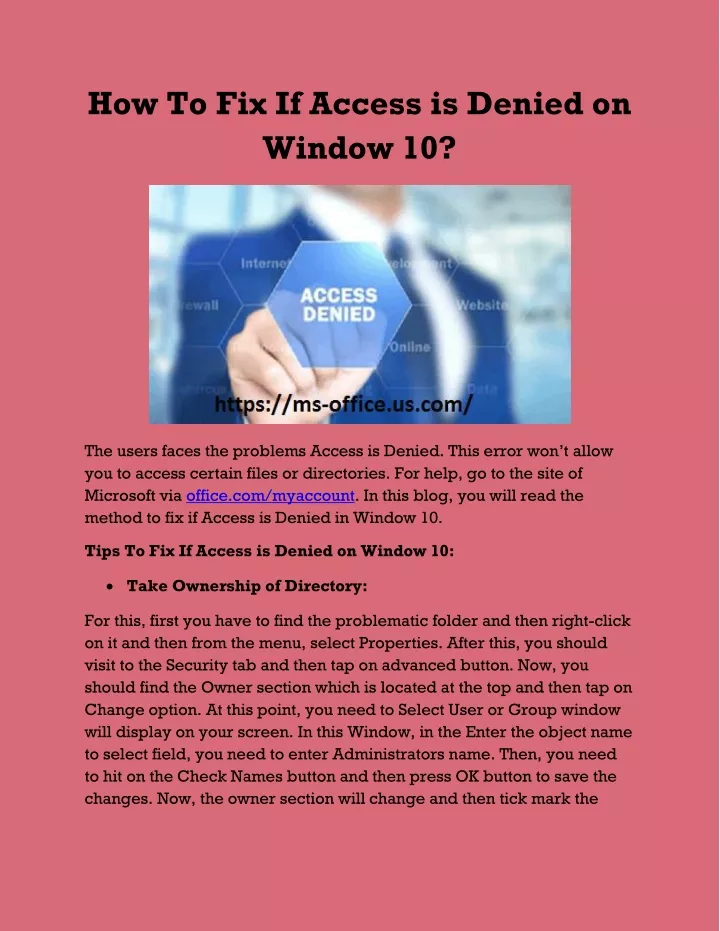 how to fix if access is denied on window 10