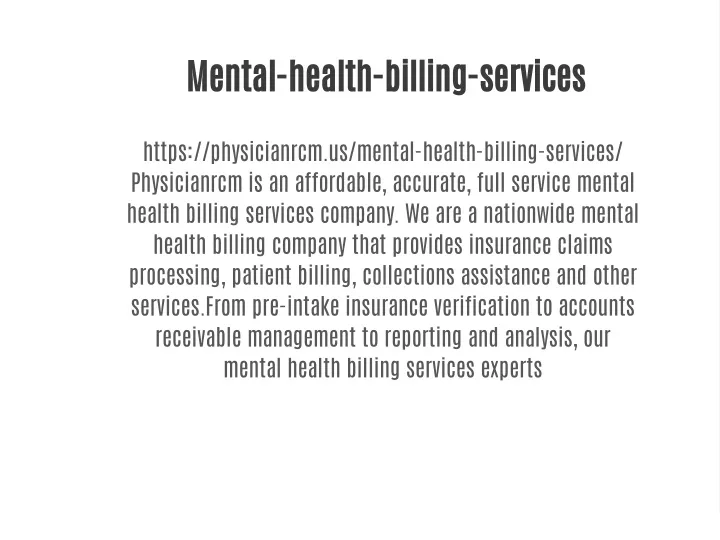 mental health billing services