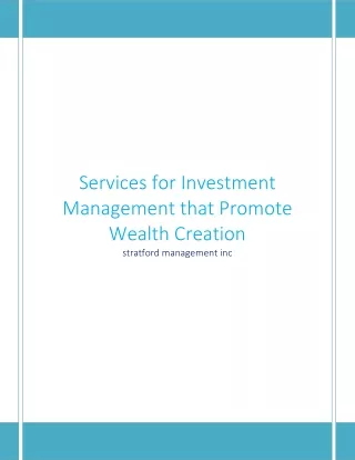 services for investment management that promote