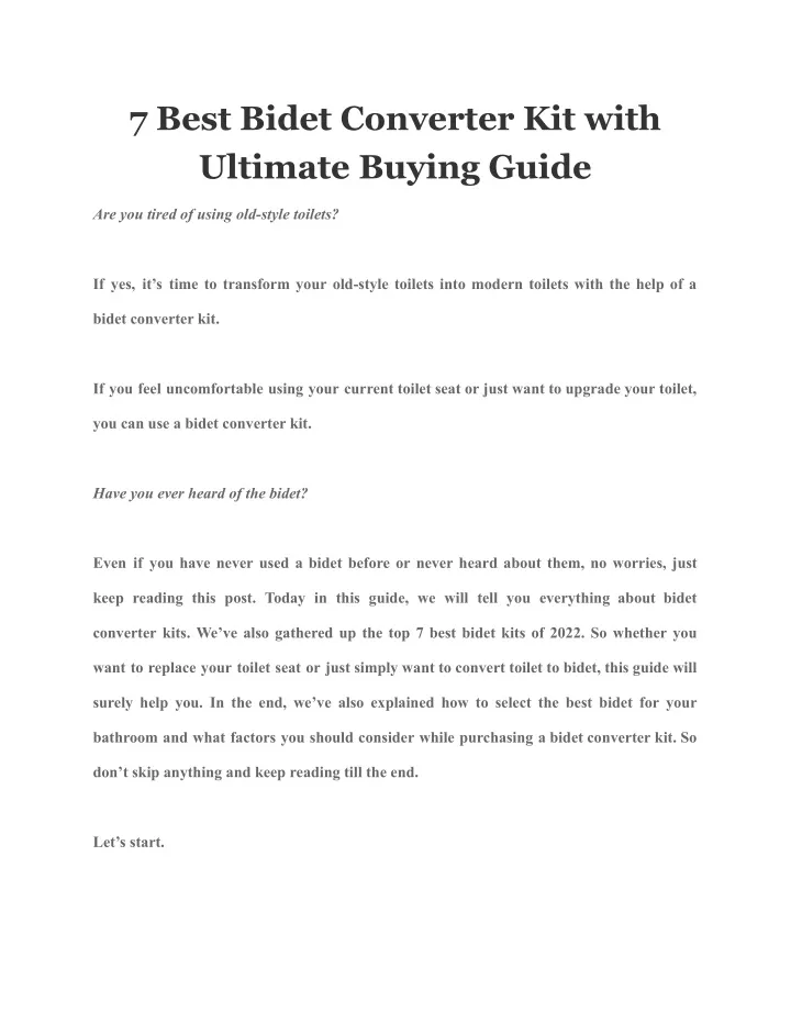 7 best bidet converter kit with ultimate buying