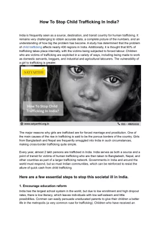 How To Stop Child Trafficking In India?