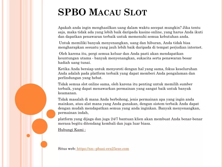 spbo macau slot