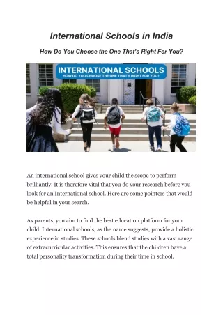 International Schools in India — How Do You Choose the One That’s Right For You?