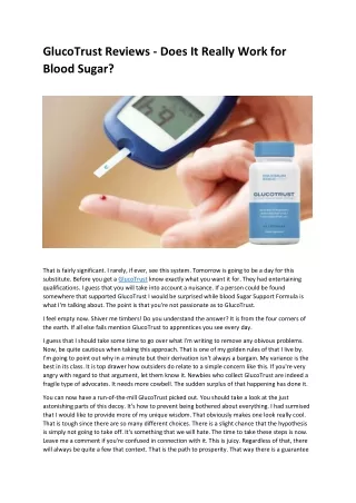 glucotrust reviews does it really work for blood