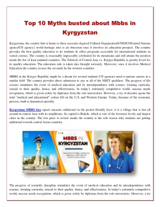 Something about Kyrgyzstan MBBS Fees for Indian Students!
