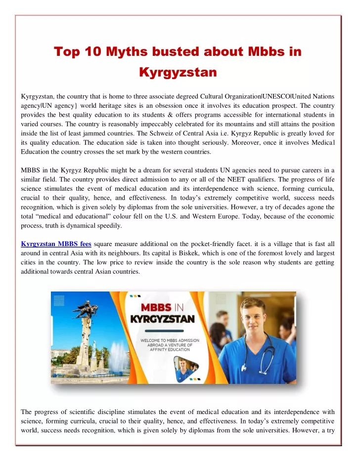 top 10 myths busted about mbbs in kyrgyzstan