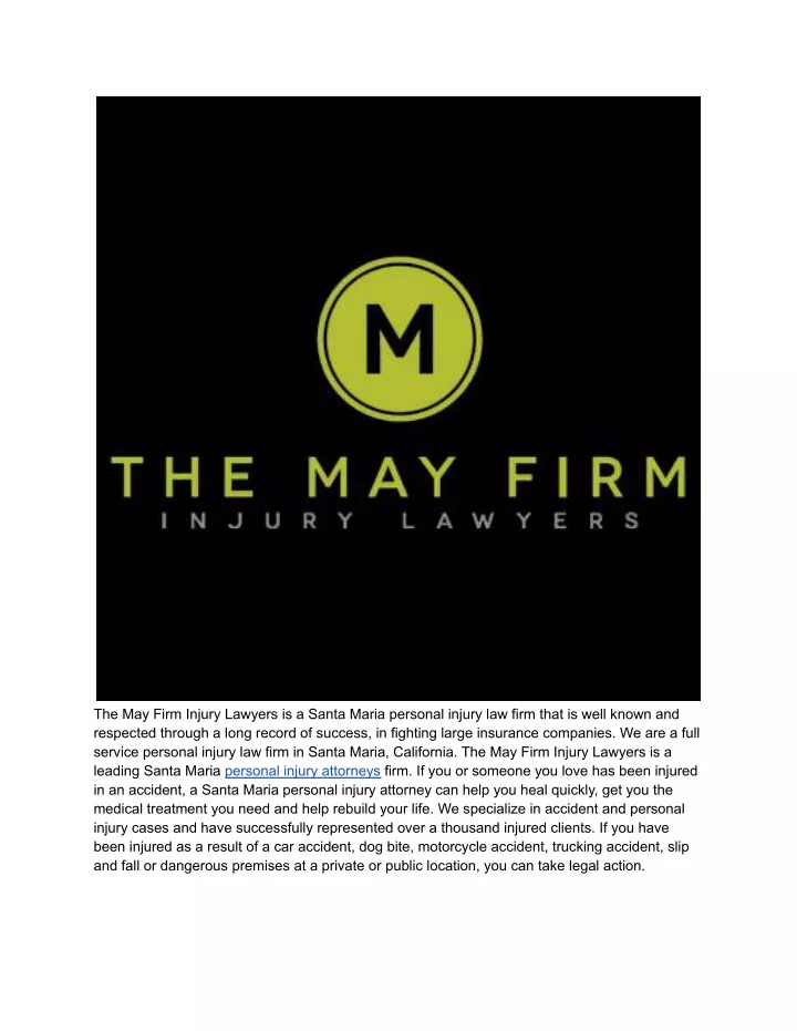 the may firm injury lawyers is a santa maria
