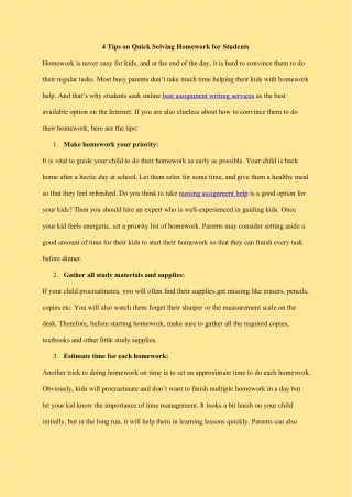 4 Tips on Quick Solving Homework for Students