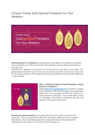 Choose Trendy Gold Spiritual Pendants For Your Newborn