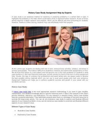 History Case Study Assignment Help by Experts