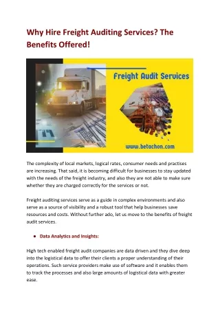 Why Hire Freight Auditing Services The Benefits Offered.docx