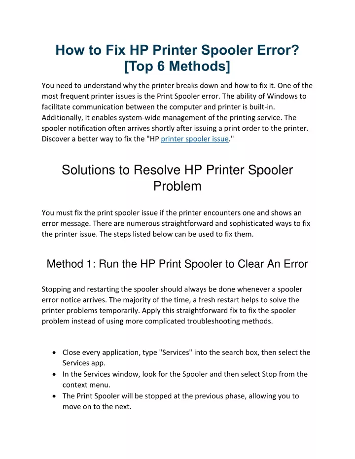 how to fix hp printer spooler error top 6 methods