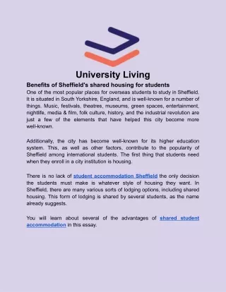 Benefits of Sheffield's shared housing for students