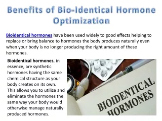 Benefits of Bio-Identical Hormone Optimization