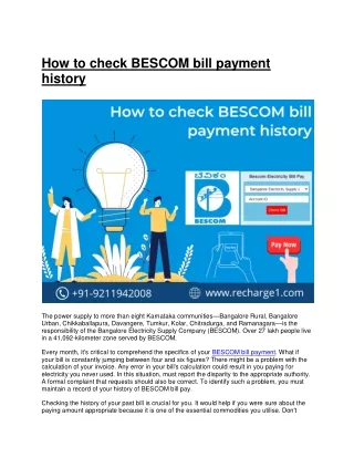 How to check BESCOM bill payment history?