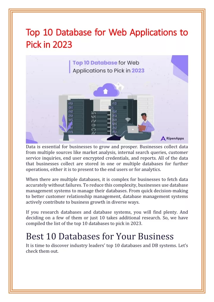 top 10 database for web applications