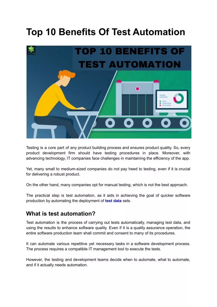 top 10 benefits of test automation