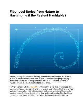 fibonacci series from nature to hashing