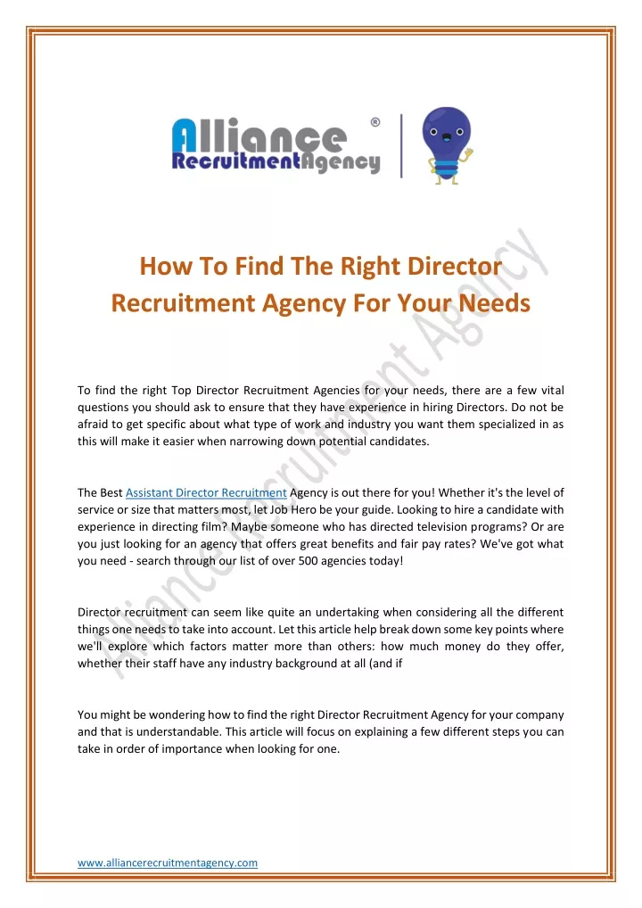 how to find the right director recruitment agency
